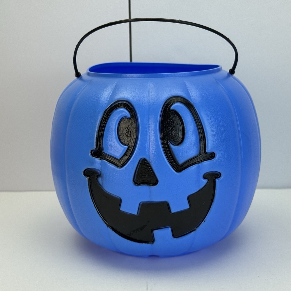 Vintage‎ Blow Mold Halloween Pumpkin JOL Candy Pail Bucket General Foam Plastic